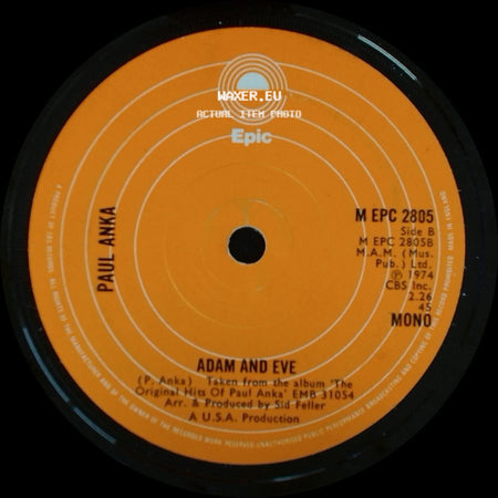 Paul Anka - Diana / Adam And Eve side B