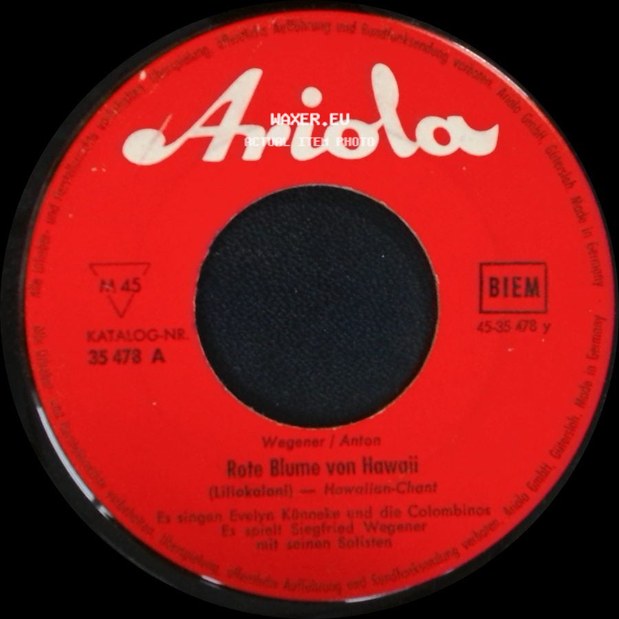 Wegener / Anton - Spiel' Auf Deiner Hula-Ukulele / Rote Blume Von Hawaii side B