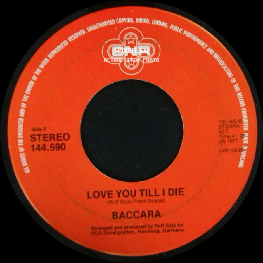 Baccara - Sorry, I'm A Lady / Love You Till I Die side B