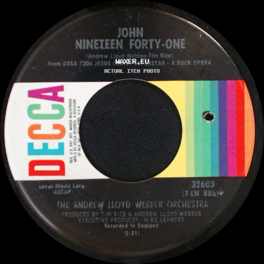 The Andrew Lloyd Webber Orchestra / Murray Head With The Trinidad Singers - John Nineteen Forty-One / Superstar side A