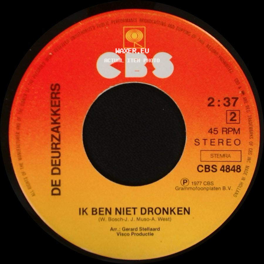 De Deurzakkers - Later Komt De Kater / Ik Ben Niet Dronken side B