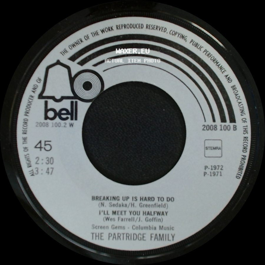 The Partridge Family - I Think I Love You / Breaking Up Is Hard To Do / I'll Meet You Halfway side B