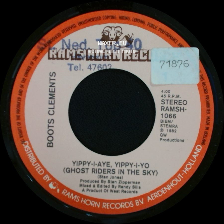 Boots Clements - Yippy-I-Aye, Yippy-I-Yo (Ghost Riders In The Sky) / Yippy-A-Aye, Yippy-I-Yo (Ghost Riders In The Sky) side A