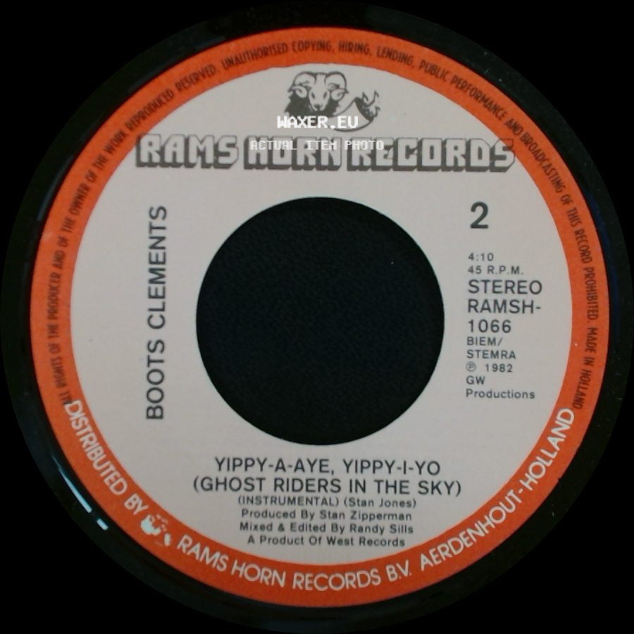 Boots Clements - Yippy-I-Aye, Yippy-I-Yo (Ghost Riders In The Sky) / Yippy-A-Aye, Yippy-I-Yo (Ghost Riders In The Sky) side B