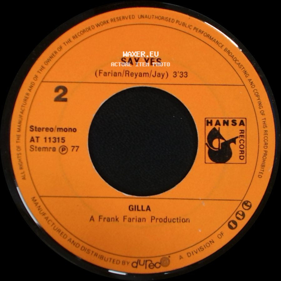 Gilla - Gentlemen Callers Not Allowed / Say Yes side B