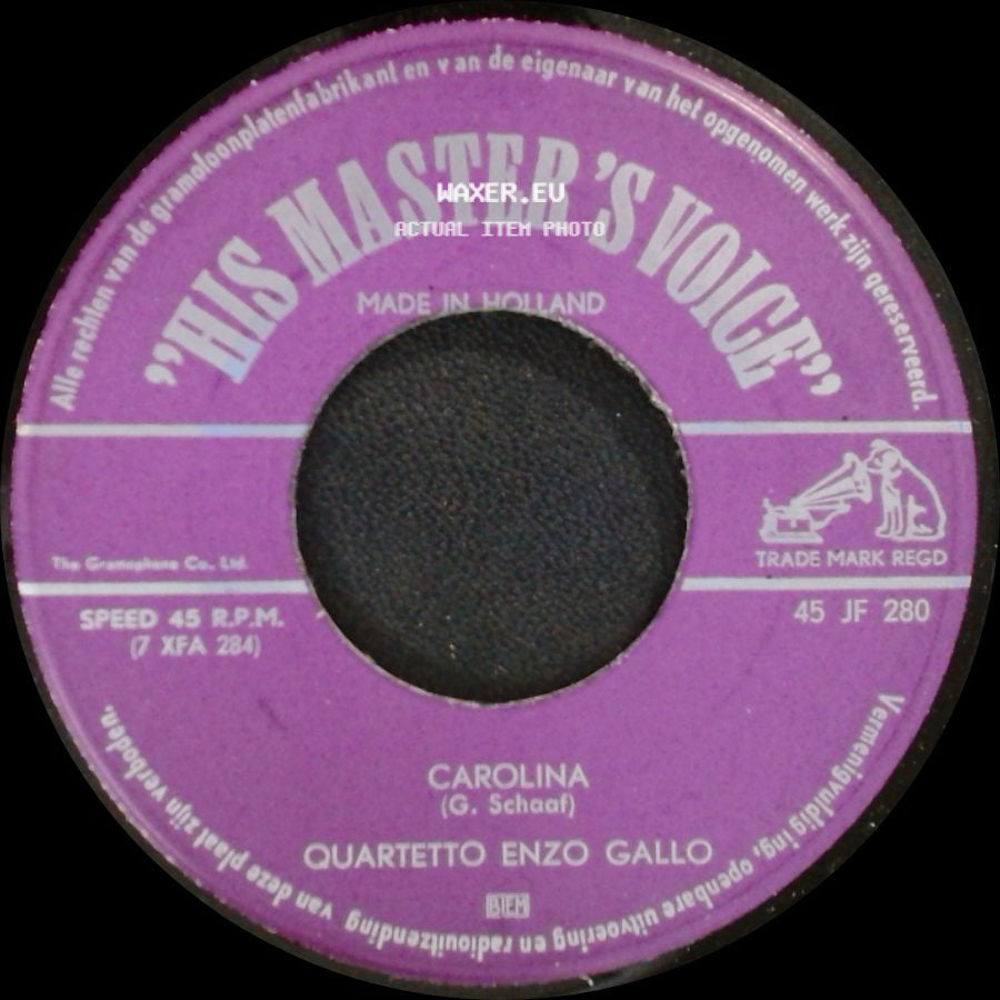 Quartetto Enzo Gallo - Nessuno / Carolina side B