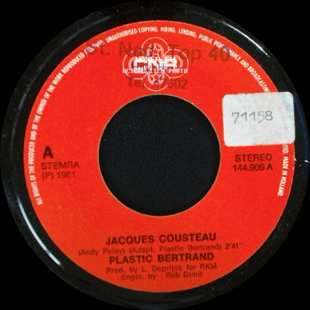 Plastic Bertrand - Paradis / Jacques Cousteau side B