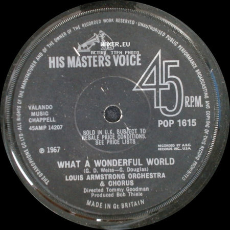 Louis Armstrong Orchestra & Chorus / Louis Armstrong & His All Stars - What A Wonderful World / Cabaret side A