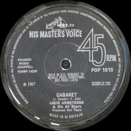 Louis Armstrong Orchestra & Chorus / Louis Armstrong & His All Stars - What A Wonderful World / Cabaret side B