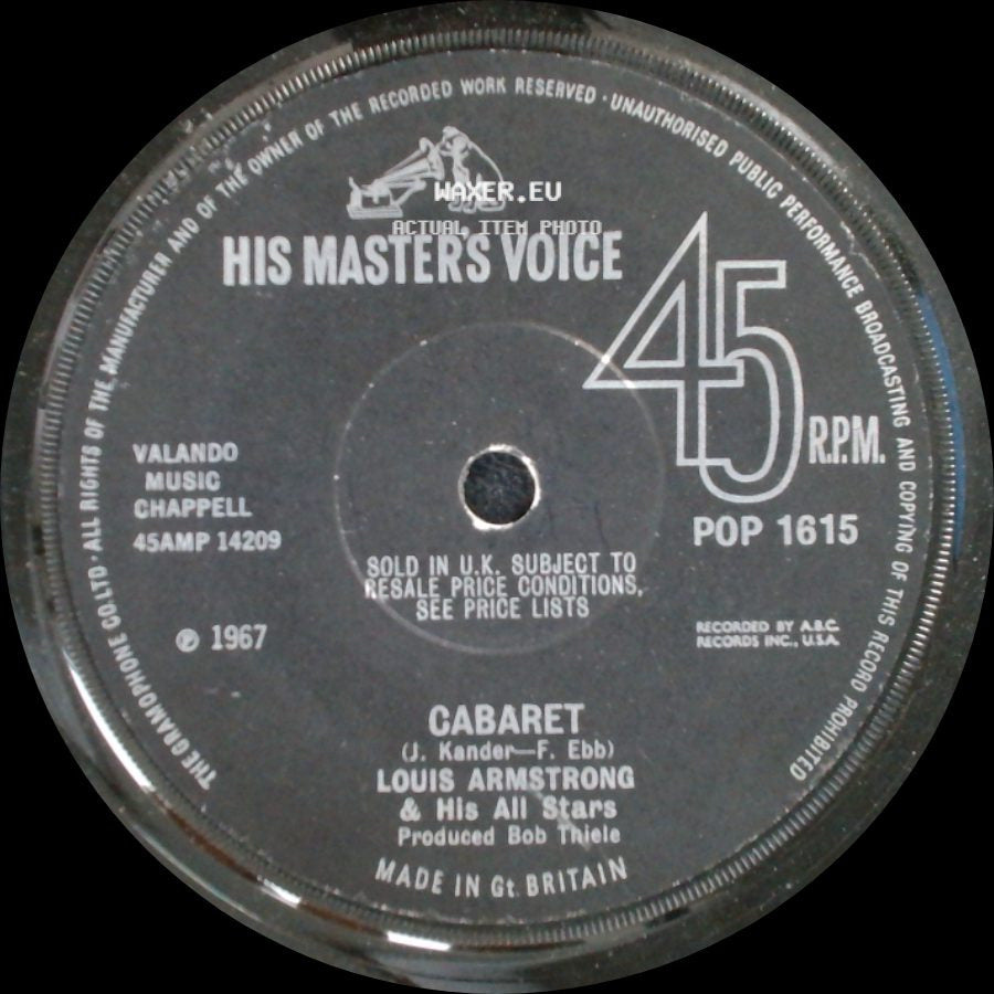 Louis Armstrong Orchestra & Chorus / Louis Armstrong & His All Stars - What A Wonderful World / Cabaret side B