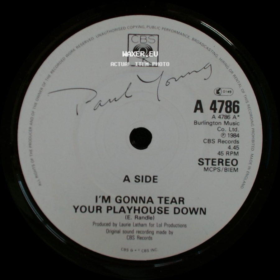 Paul Young - I'm Gonna Tear Your Playhouse Down / One Step Forward side A