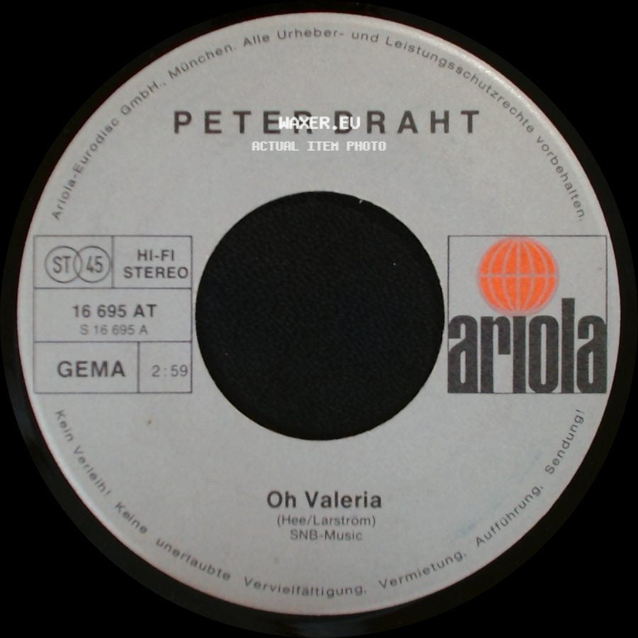 Peter Draht - Klara (Das Beduinenkind Aus Der Sahara) / Oh Valeria side B