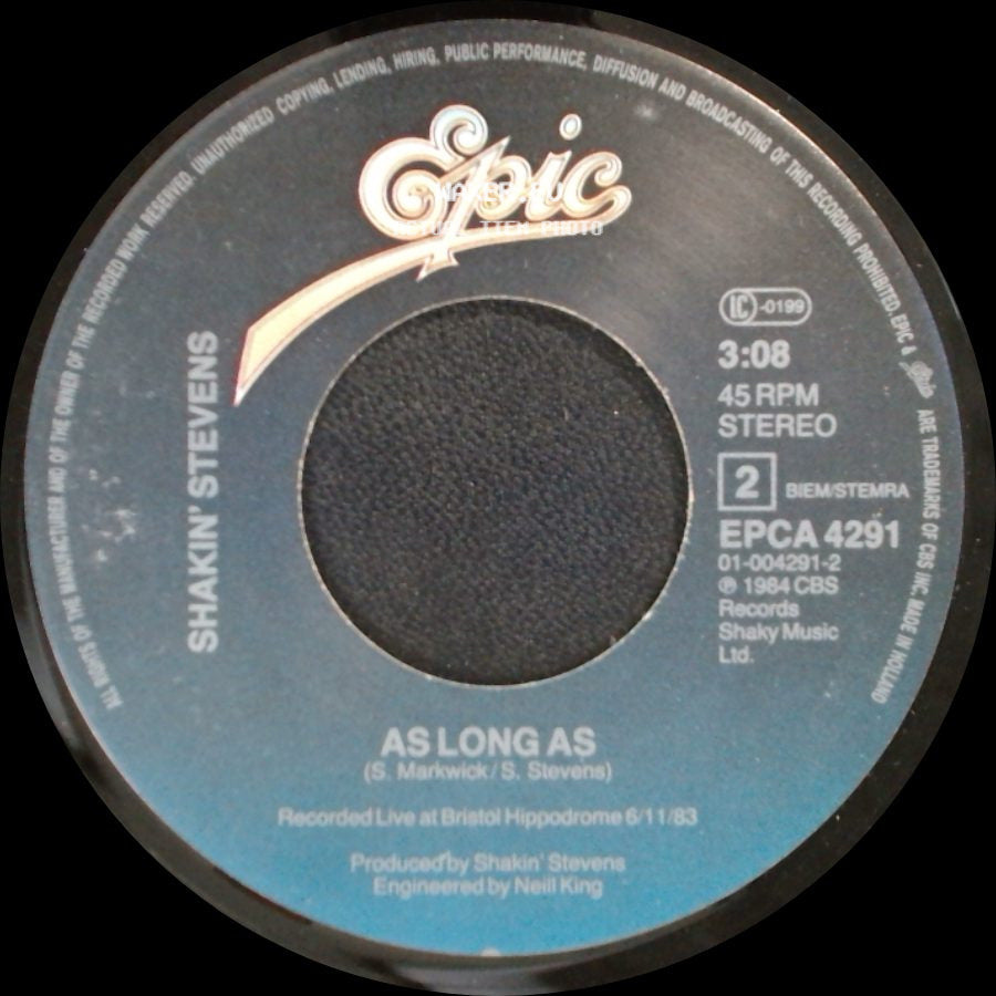 Shakin' Stevens - As Long As / A Love Worth Waiting For side A