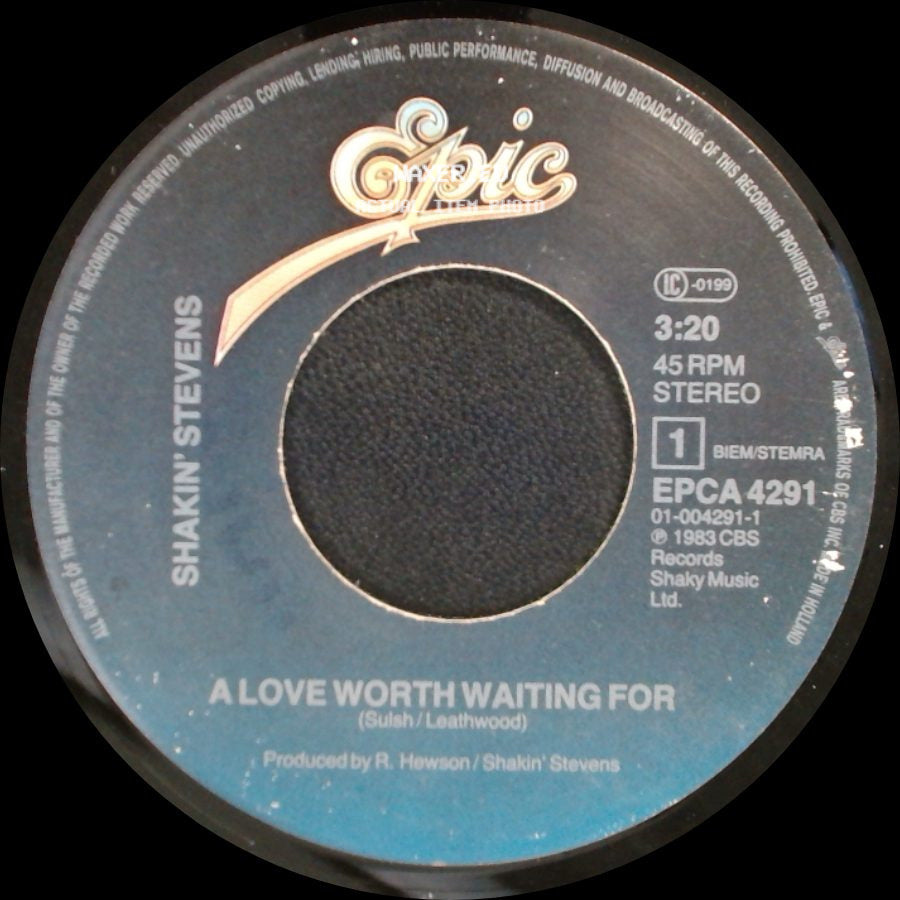 Shakin' Stevens - As Long As / A Love Worth Waiting For side B