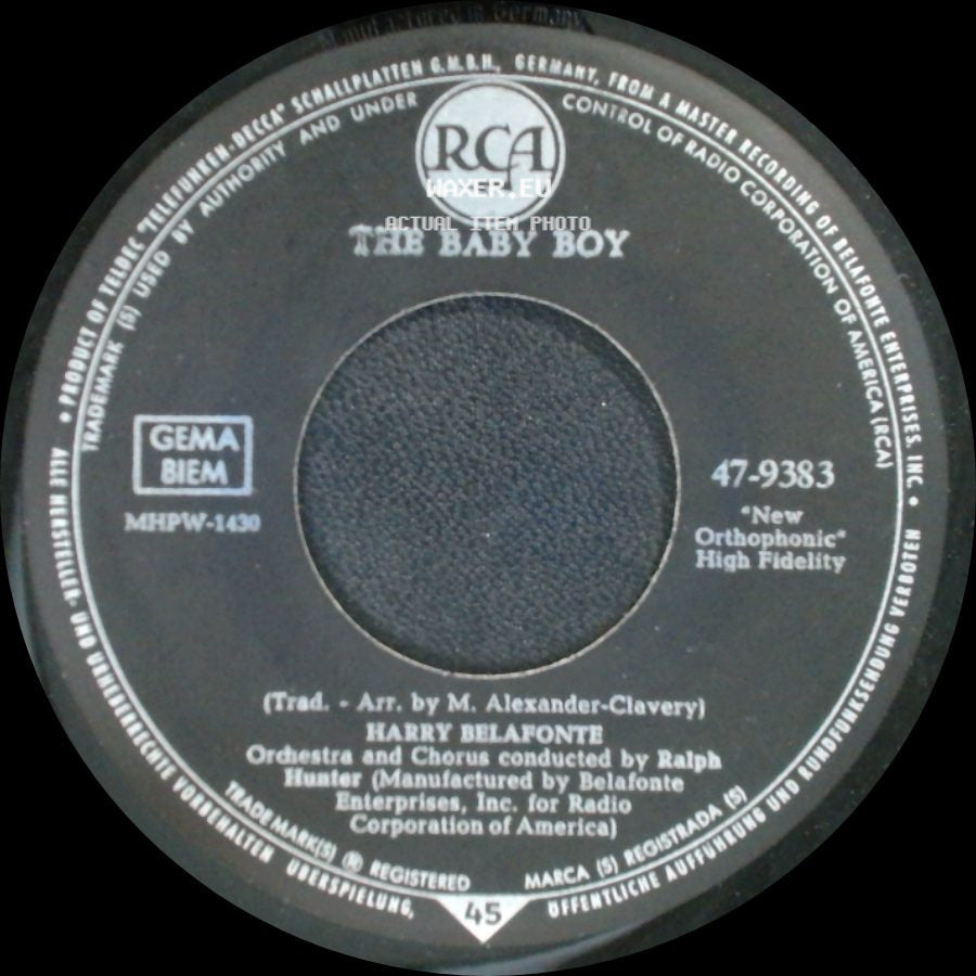Harry Belafonte - Unknown Title A / The Baby Boy side B