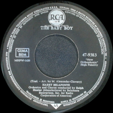 Harry Belafonte - Unknown Title A / The Baby Boy side B