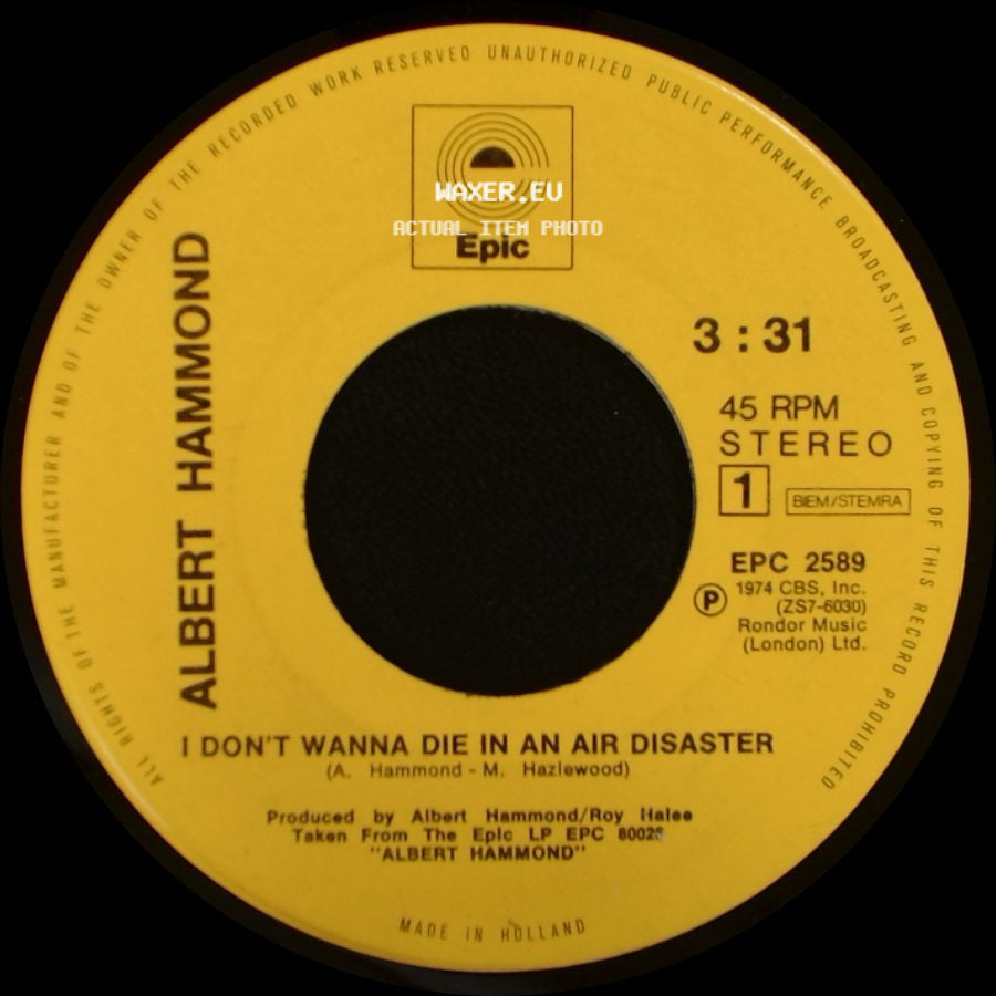 Albert Hammond - I Don't Wanna Die In An Air Disaster / Candle Light, Sweet Candle Light side A