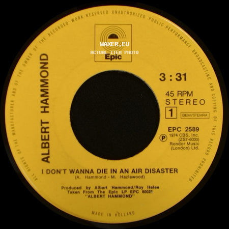Albert Hammond - I Don't Wanna Die In An Air Disaster / Candle Light, Sweet Candle Light side A