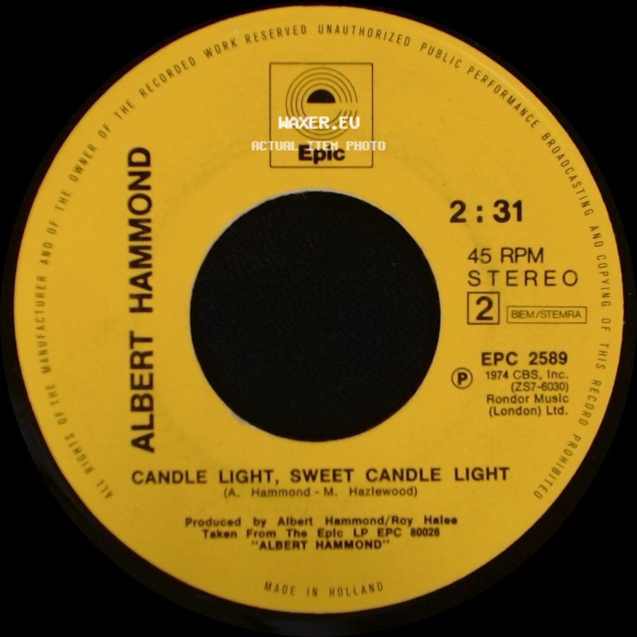 Albert Hammond - I Don't Wanna Die In An Air Disaster / Candle Light, Sweet Candle Light side B