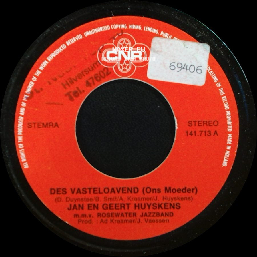 Jan En Geert Huyskens - Des Vasteloavend (Ons Moeder) / Des Vasteloavend (Ons Moeder) side B