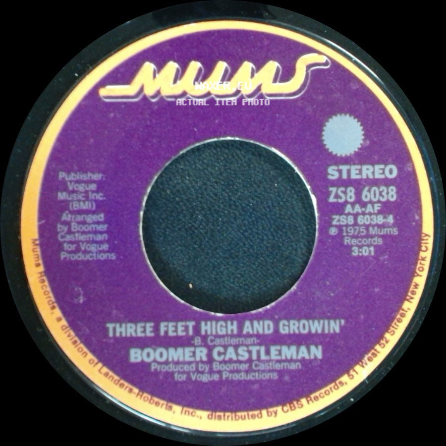 Boomer Castleman - Judy Mae / Three Feet High And Growin' side B