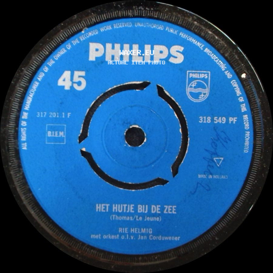 Rie Helmig / Ria Helmig - Het Hutje Bij De Zee / Ik Hou Van Jou Alleen (When You Were Sweet Sixteen) side A