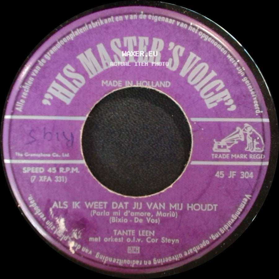 Tante Leen - Rode Rozen / Als Ik Weet Dat Jij Van Mij Houdt (Parla Mi D'amore, Mariù) side B