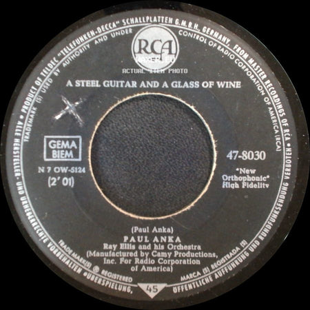 Paul Anka - A Steel Guitar And A Glass Of Wine / I Never Knew Your Name side A