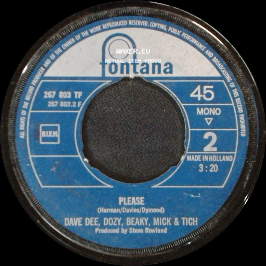 Dingetje / Dave Dee, Dozy, Beaky, Mick & Tich - Dat Is Blues / Please side B