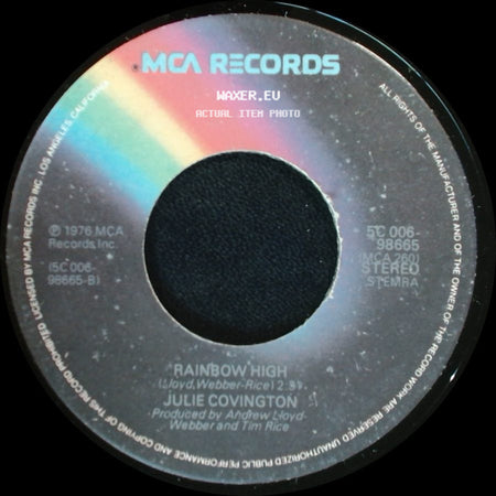 Julie Covington - Rainbow High / Don't Cry For Me Argentina side A