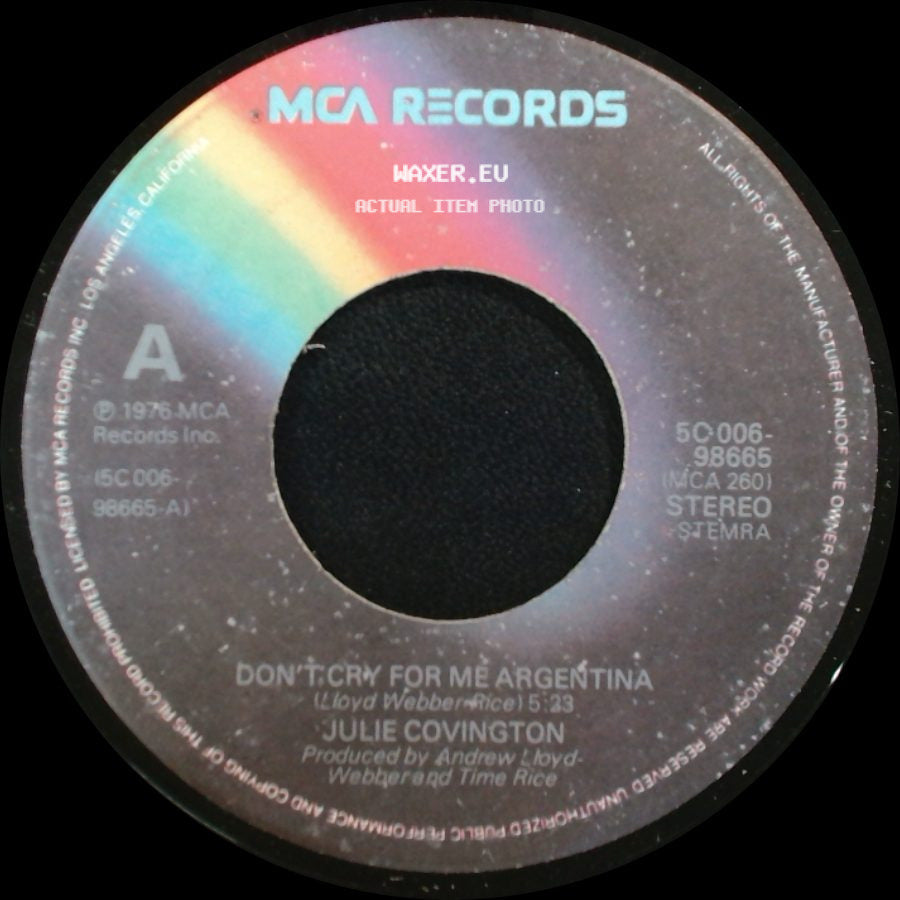 Julie Covington - Rainbow High / Don't Cry For Me Argentina side B