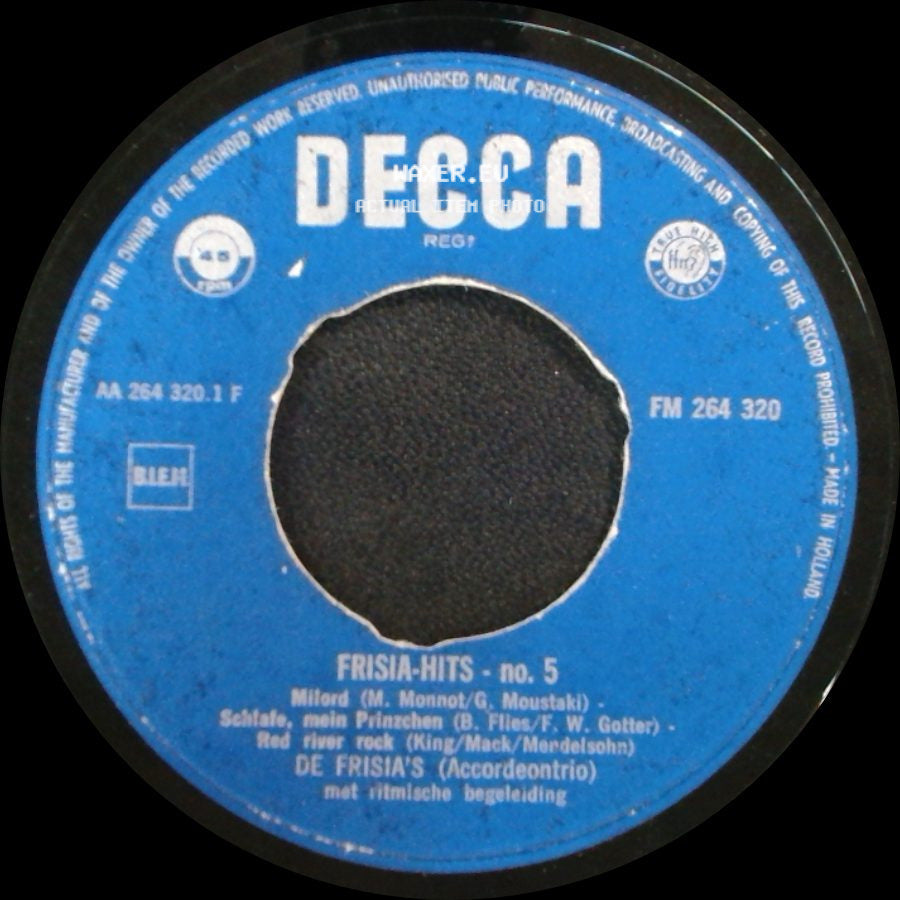 De Frisia's / De Frisia's (Accordeontrio) - Frisia-Hits No. 6 / Frisia-Hits - No. 5 side B