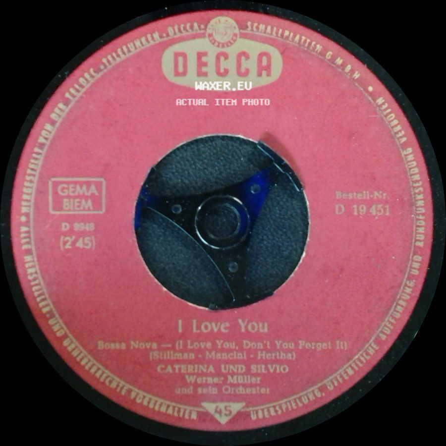 Caterina Und Silvio / Caterina Und Silvio, Werner Möller Und Sein Orchester - I Love You / Goodbye, Hawaii ("En Tamouré") side A