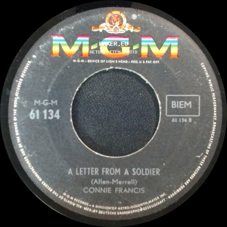 Connie Francis - Somewhere, My Love / A Letter From A Soldier side B