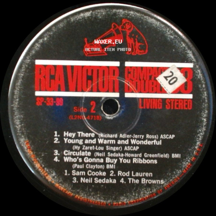 Sam Cooke, Rod Lauren, Neil Sedaka, The Browns - Unknown Title A / Hey There / Young And Warm And Wonderful / Circulate / Who's Gonna Buy You Ribbons side B