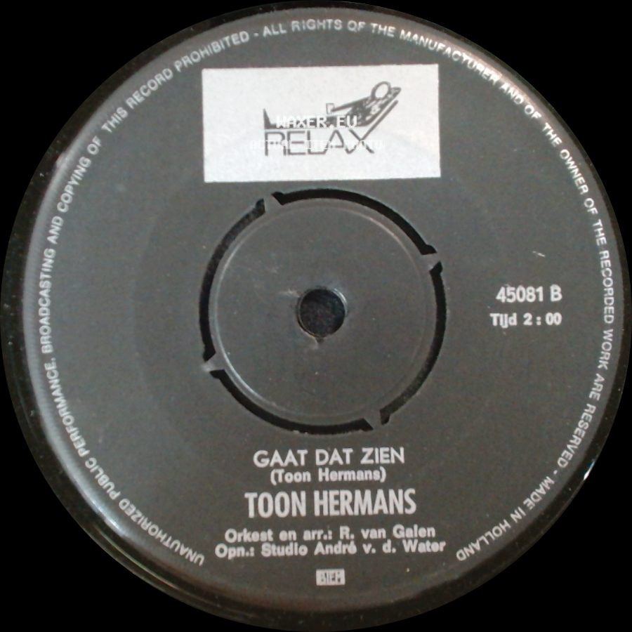 Toon Hermans - Mien, Waar Is Mijn Feestneus / Gaat Dat Zien side B