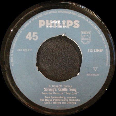 Erna Spoorenberg, The Hague Philharmonic Orchestra / E. Grieg/W. Henzen - Solvejg's Song / Solvejg's Cradle Song side B