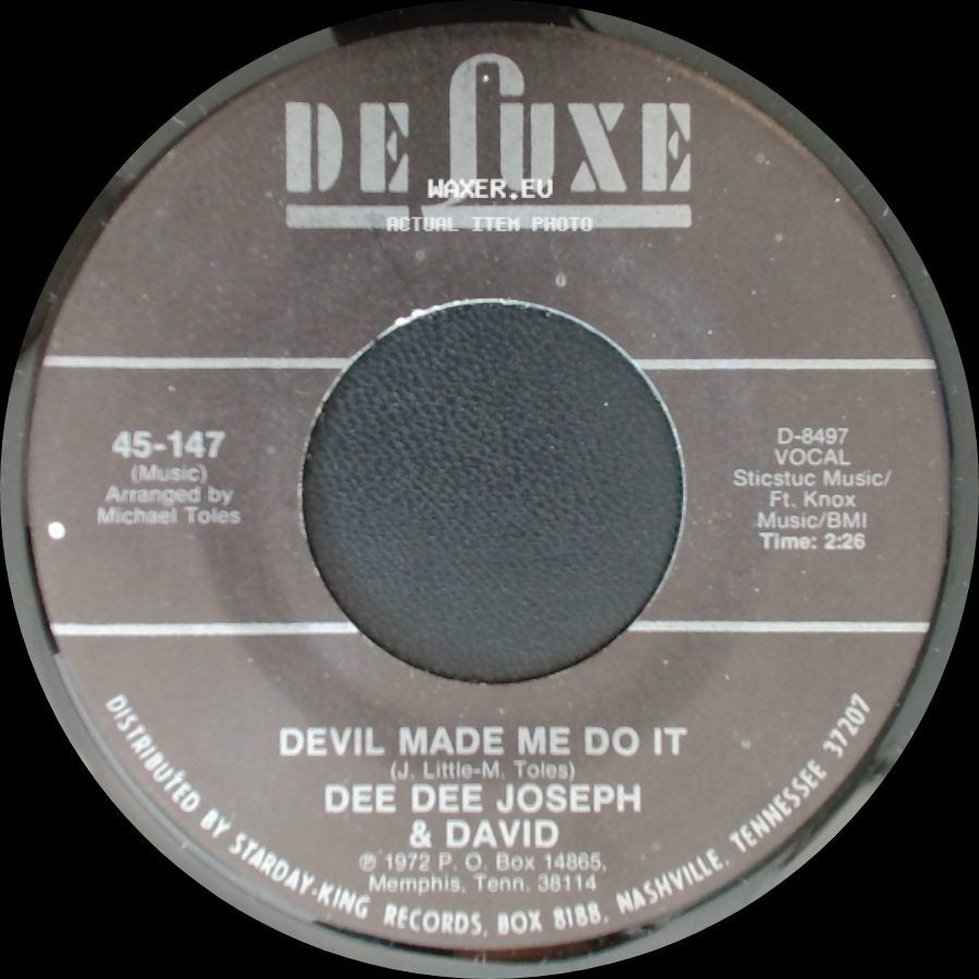 Dee Dee Joseph & David - City Called Loneliville / Devil Made Me Do It side B