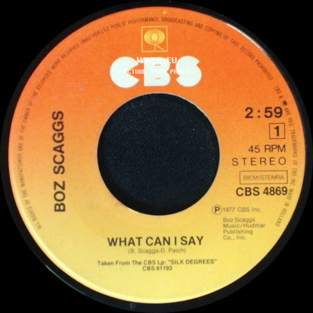 Boz Scaggs - Harbor Lights / What Can I Say side B