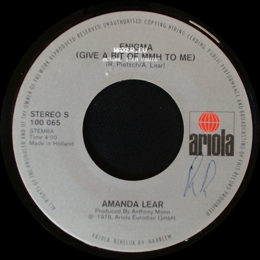 Amanda Lear - Enigma (Give A Bit Of Mmh To Me) / Run Baby Run side A