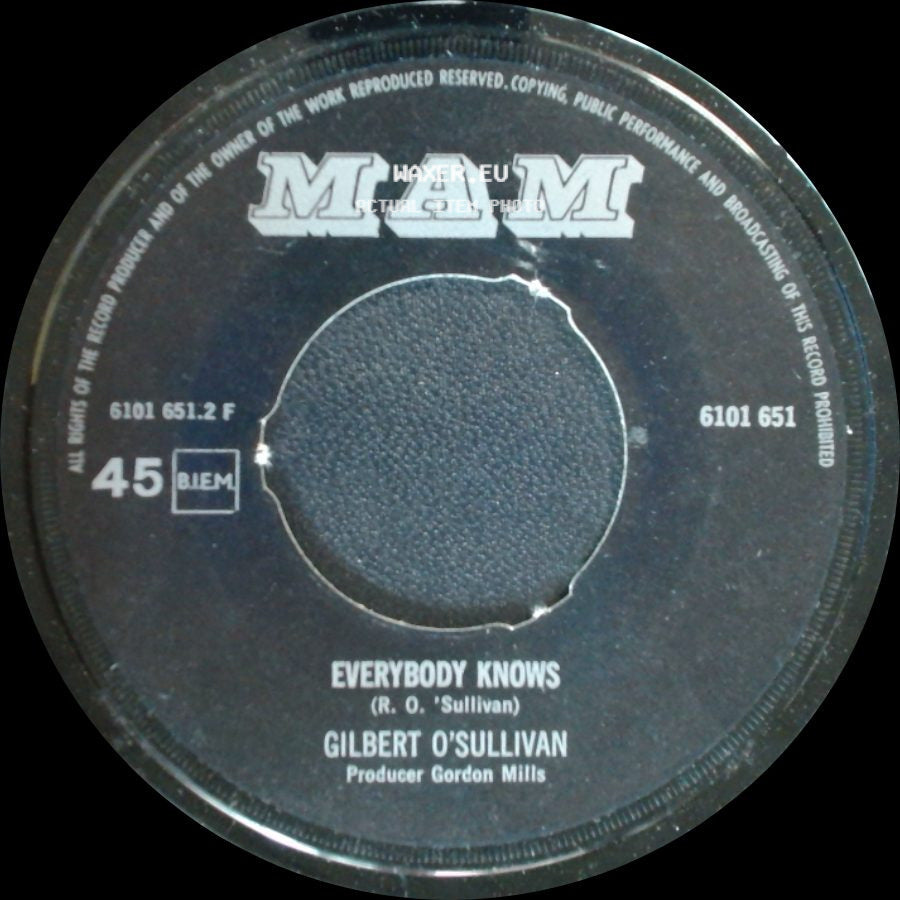 Gilbert O'sullivan - Everybody Knows / Nothing Rhymed side A