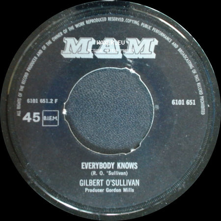 Gilbert O'sullivan - Everybody Knows / Nothing Rhymed side A