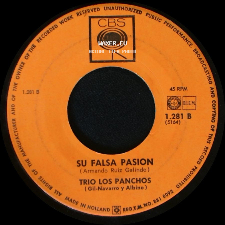 Trio Los Panchos - Su Falsa Pasion / El Pecador side A
