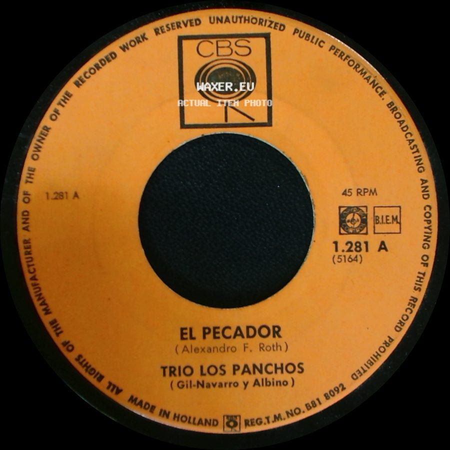 Trio Los Panchos - Su Falsa Pasion / El Pecador side B