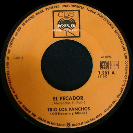 Trio Los Panchos - Su Falsa Pasion / El Pecador side B