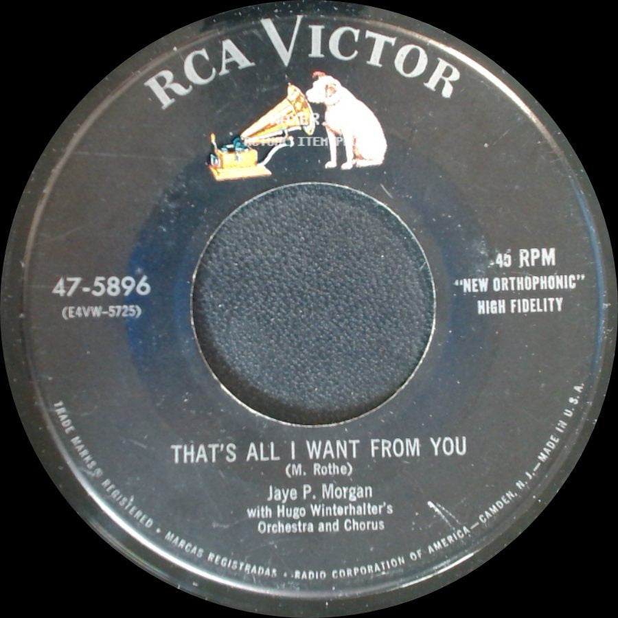 Jaye P. Morgan With Hugo Winterhalter's Orchestra And Chorus - Dawn / That's All I Want From You side B