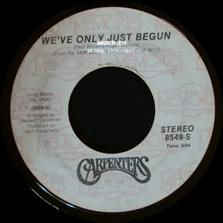 Carpenters - We've Only Just Begun / For All We Know side A