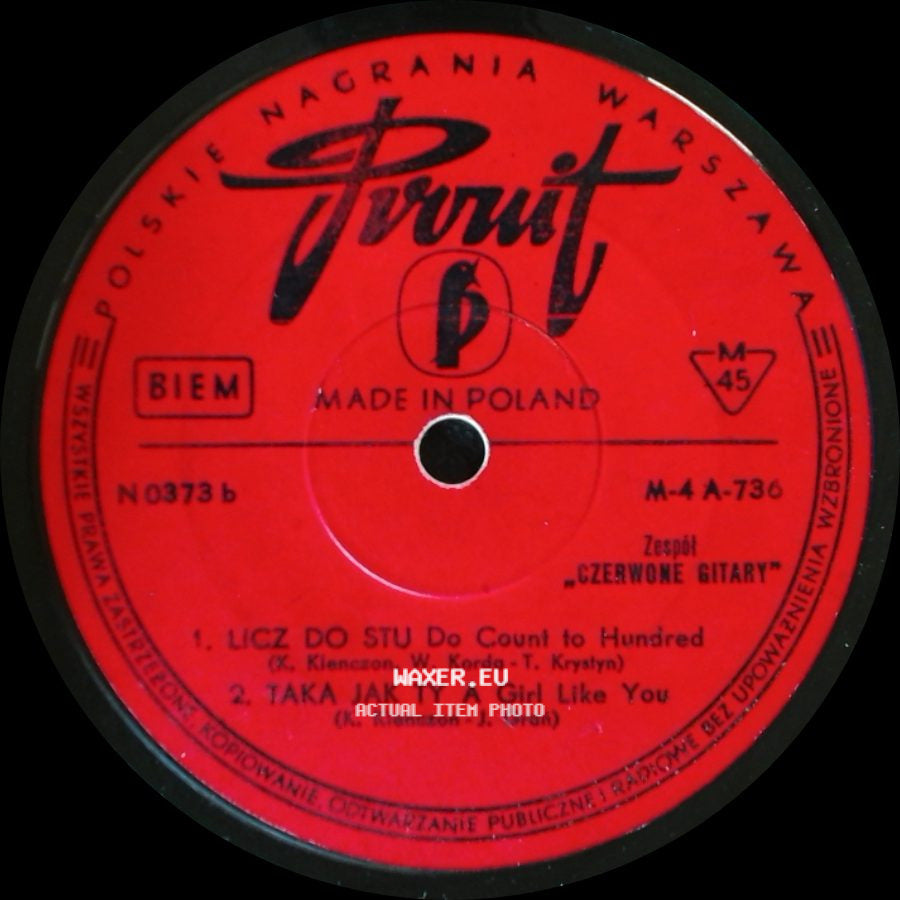 Zespół "Czerwone Gitary" - 1. Pluszowe Niedźwiadki The Teddy Bears / 2. Bo Ty Się Boisz Myszy Because You Are Afraid Of Mice / Unknown Title B side B