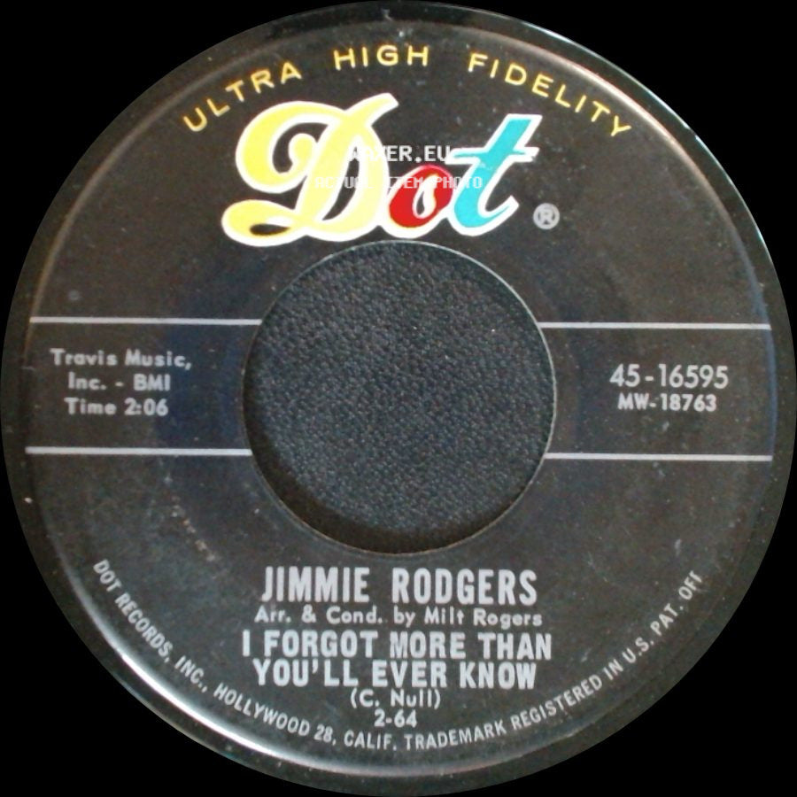Jimmie Rodgers - The World I Used To Know / I Forgot More Than You'll Ever Know side B