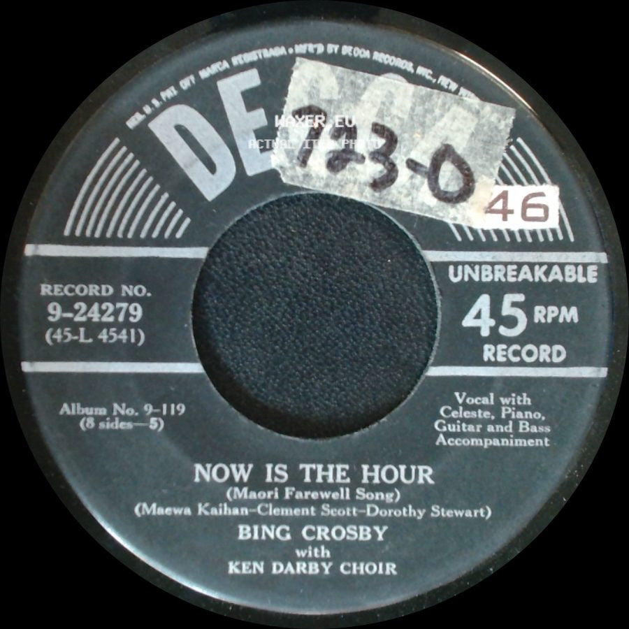 Bing Crosby With Ken Darby Choir - Silver Threads Among The Gold / Now Is The Hour side B
